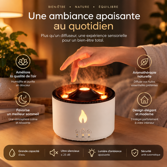Kit Bien-être Complet — Diffuseur Volcan & 6 Huiles Essentielles