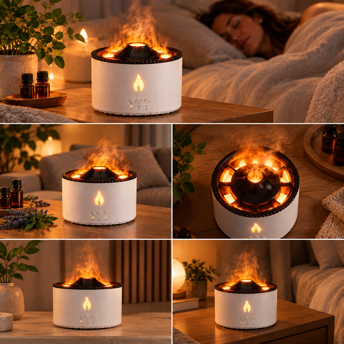 Kit Bien-être Complet — Diffuseur Volcan & 6 Huiles Essentielles